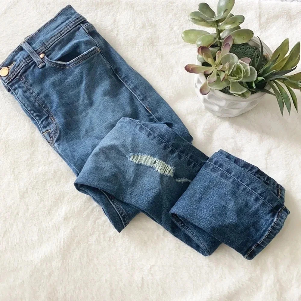 Level 99 Tanya Distressed With holes high rise skinny jeans